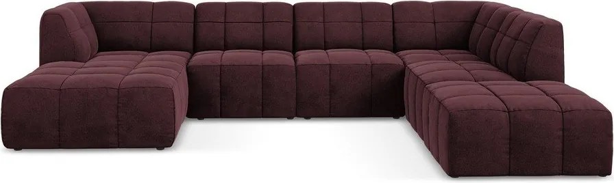 Colțar burgundy cu tapițerie din catifea (în formă de "U") Aloha – Makamii