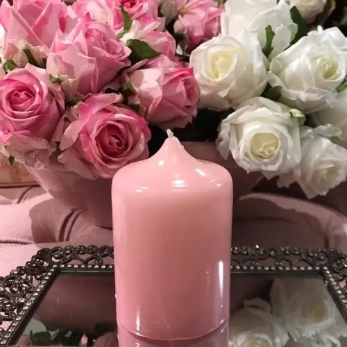 Lumanare Delicate din ceara roz 12 cm