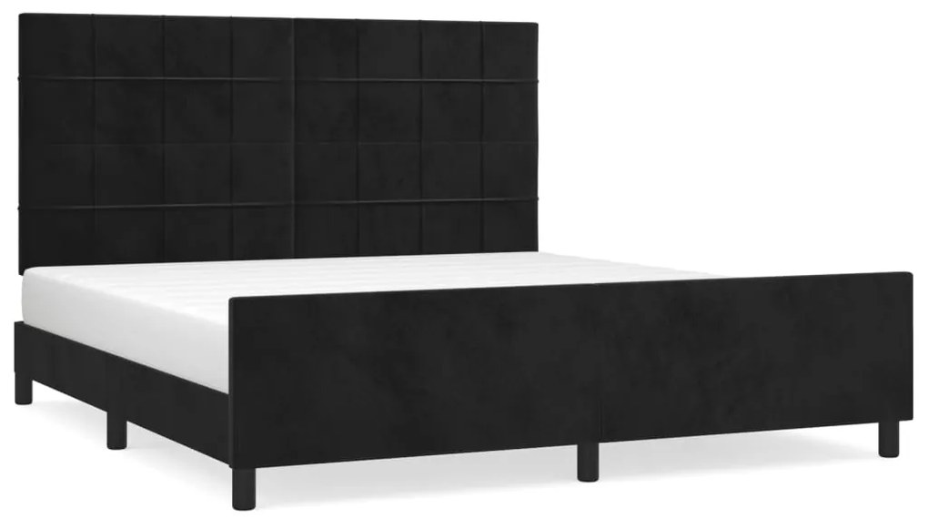 3125771 vidaXL Cadru de pat cu tăblie, negru, 180x200 cm, catifea