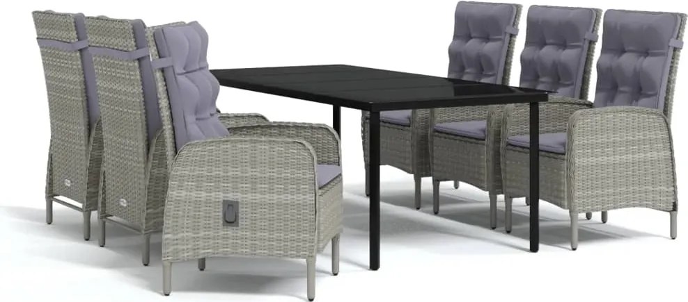 vidaXL Set de servit masa pentru grădină, 7 piese, gri și negru