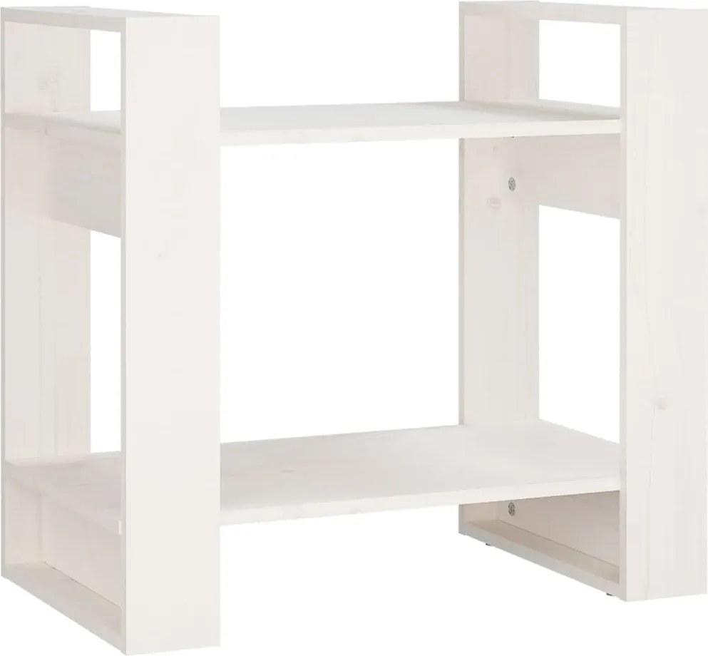 vidaXL Bibliotecă/Separator cameră, alb, 60x35x57 cm, lemn masiv pin