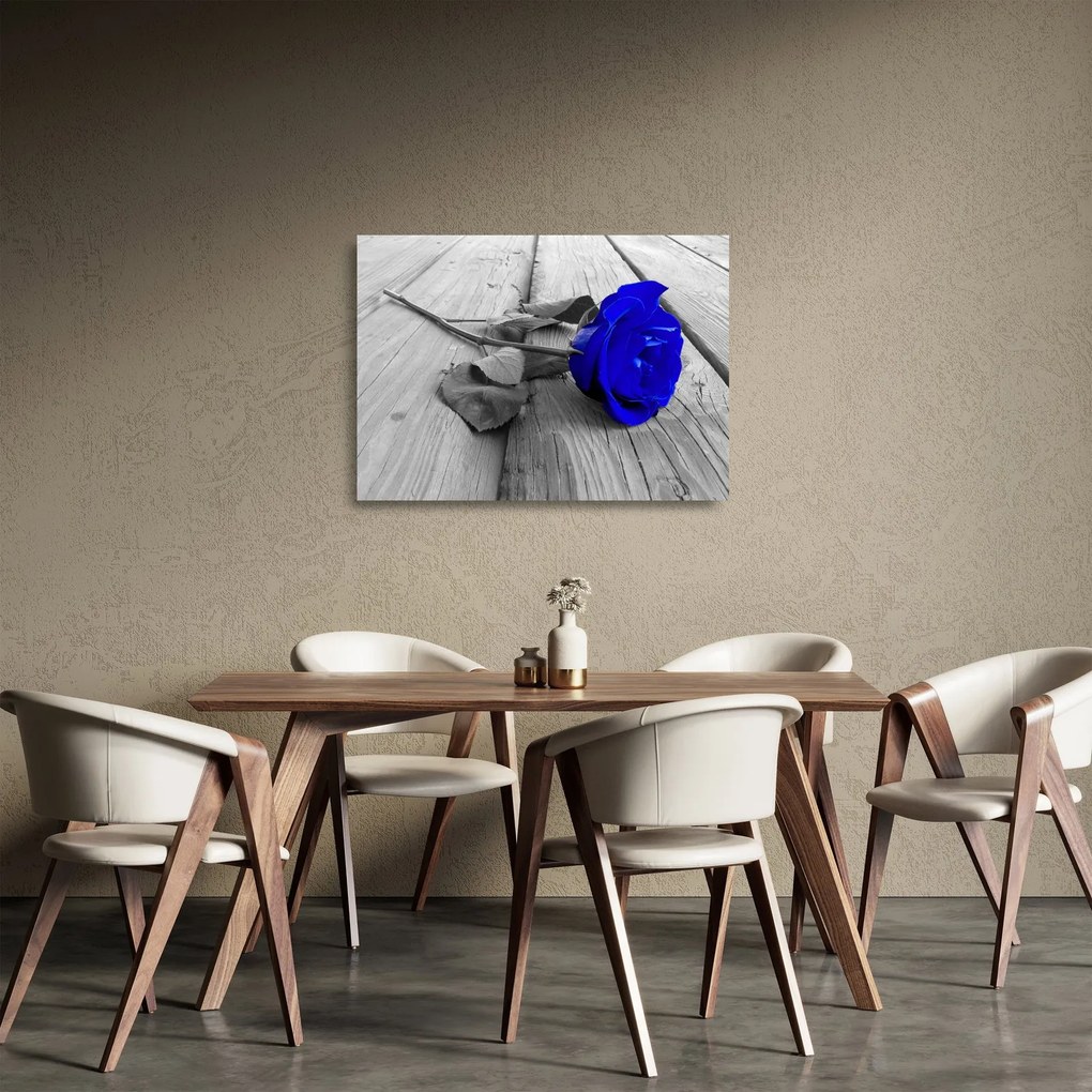 Tablou pe sticlă - Trandafir albastru (70x50 cm)