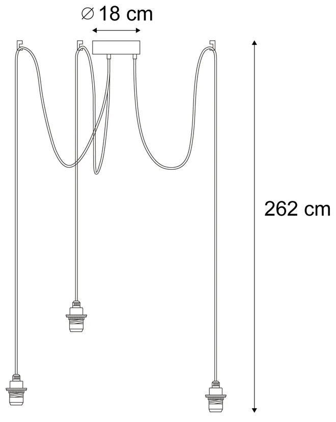 Lampa suspendată de exterior neagră cu 3 lumini IP44 - Cava