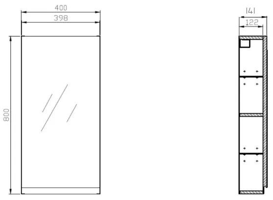 Dulap de baie cu oglindă Cersanit S590-030 MODUO 80x40 cm