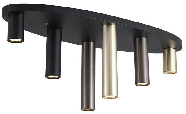 Plafoniera neagra cu 6 spoturi GU10 Tubes