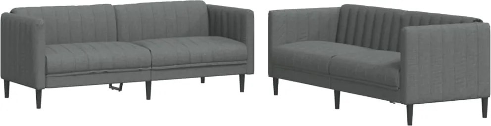 vidaXL Set de canapele, 2 piese, gri închis, material textil