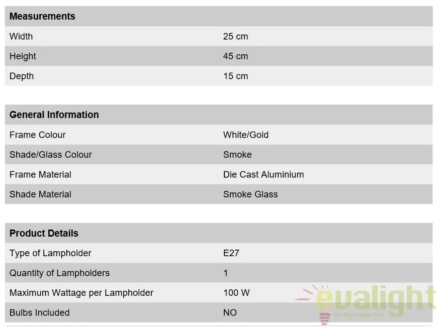 Aplica de perete exterior stil clasic IP43 Puchberg AL 11K/82505 weiß-gold/rauch OR