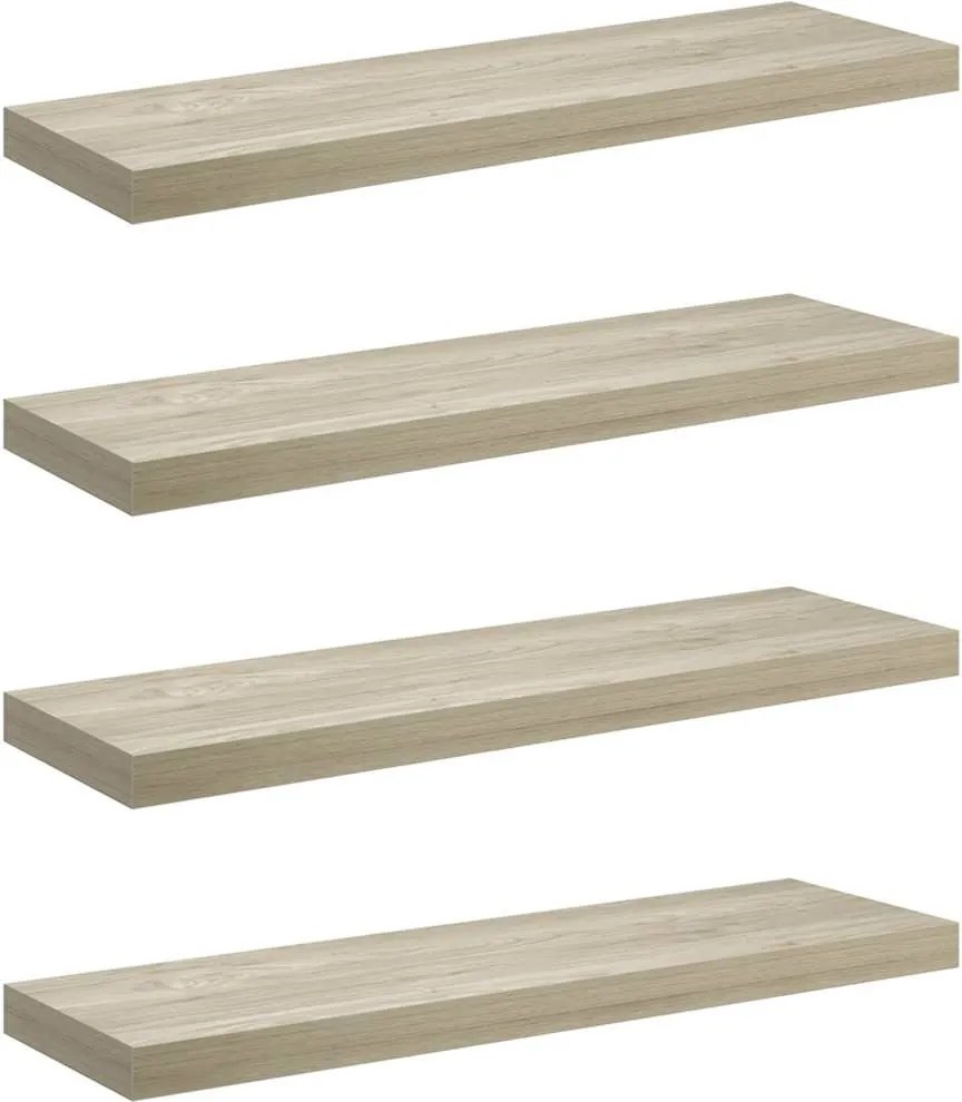 vidaXL Rafturi de perete suspendate 4 buc., stejar, 80x23,5x3,8 cm MDF