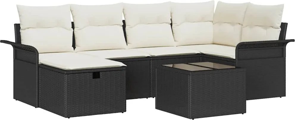 vidaXL Set de canapele pentru grădină cu pernă 7 pcs Rattan poli