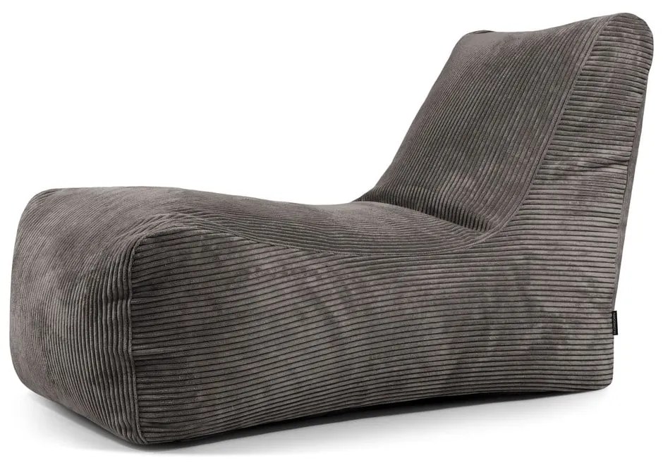 Fotoliu bean bag gri închis cu tapițerie din catifea reiată Lounge – SLOWDOWN