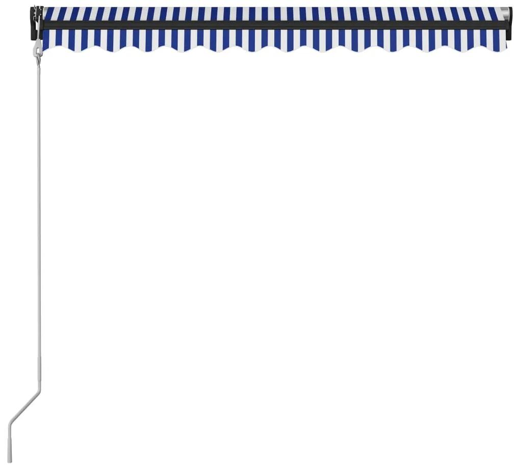 Copertina retractabila automat, albastru si alb, 300x250 cm Albastru si alb, 300 x 250 cm