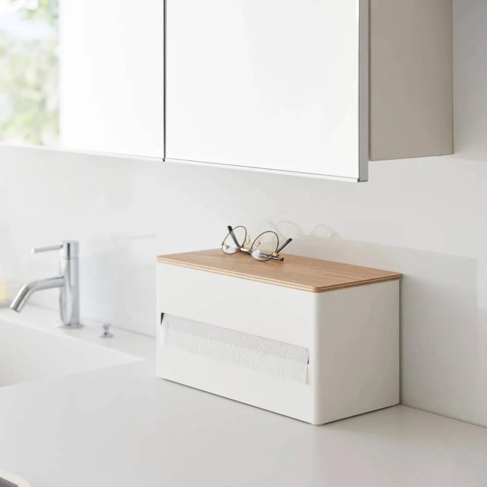 Suport orizontal pentru prosoape de bucătărie din hârtie alb din metal Rin – YAMAZAKI