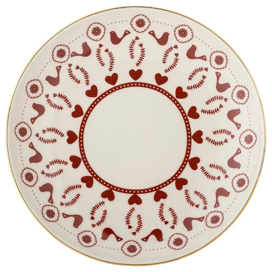 Farfurie crem pentru desert din gresie ø 16 cm cu model de Crăciun Jolly – Bloomingville