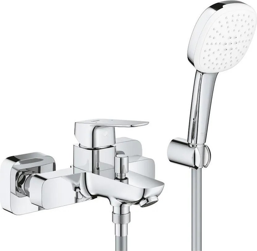 Baterie cada-dus Grohe Cubeo finisaj crom lucios cu set de dus si para cu 2 functii