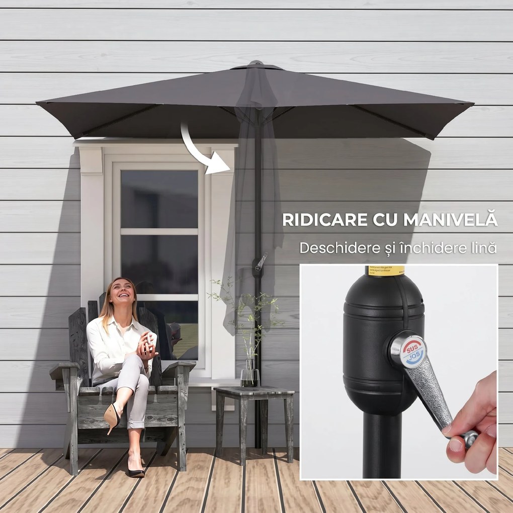 Outsunny Copertină de Perete Semicirculară Gri, cu Manivelă, Design Spațiu-Eficient pentru Terasă și Grădină, Φ270x245cm | Aosom Romania
