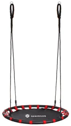 Leagan suspendat, cuib de barza, rosu/negru, max 100 kg, 110 cm, Springos