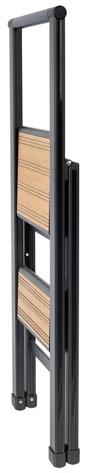 Scară pliabilă cu înveliș antiderapant din aluminiu Wenko Stepladder II, negru