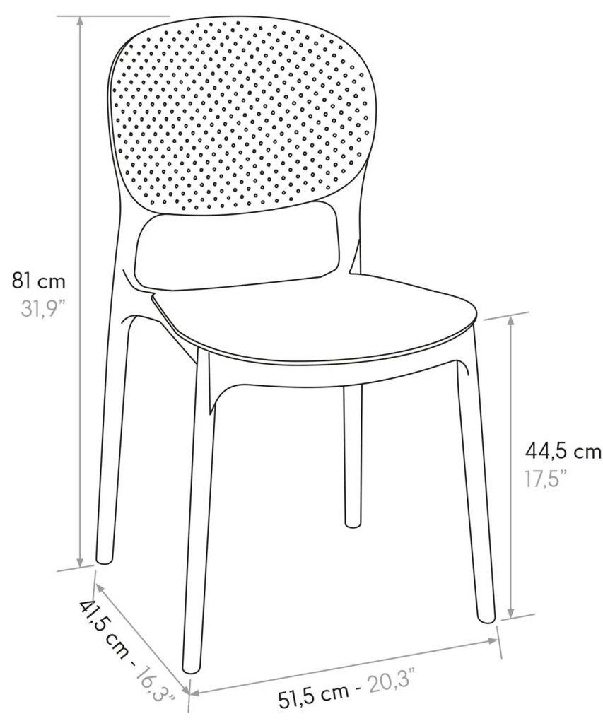 Set 4 scaune PERLA -POLIPROPILENA-HORECA - ALB