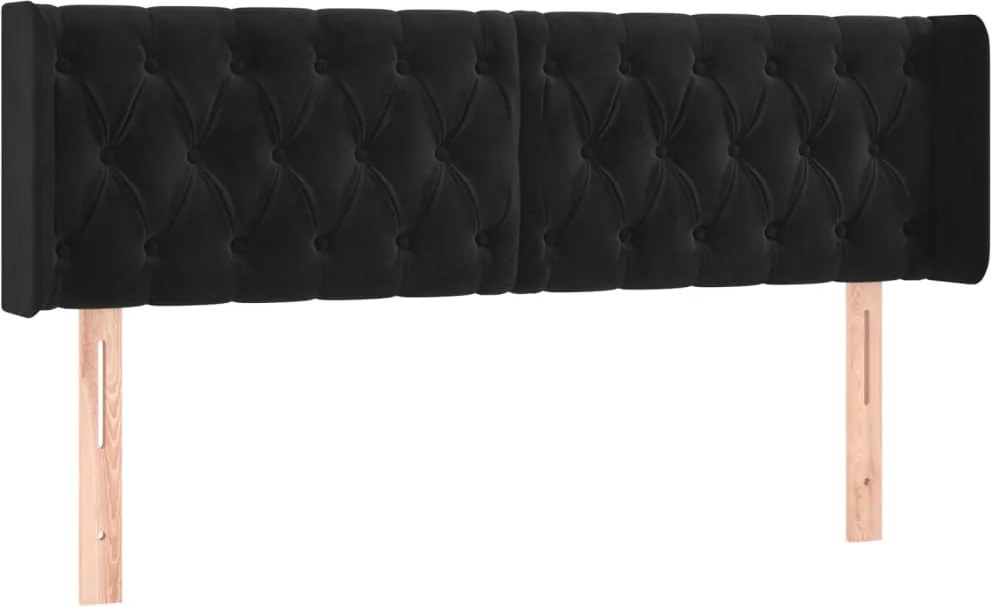vidaXL Tăblie de pat cu aripioare negru 147x16x78/88 cm catifea
