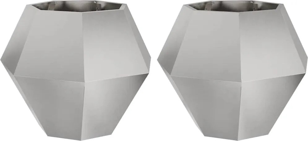 vidaXL Jardinieră 2 pcs Argintiu 75 x 75 x 60 cm Oţel inoxidabil