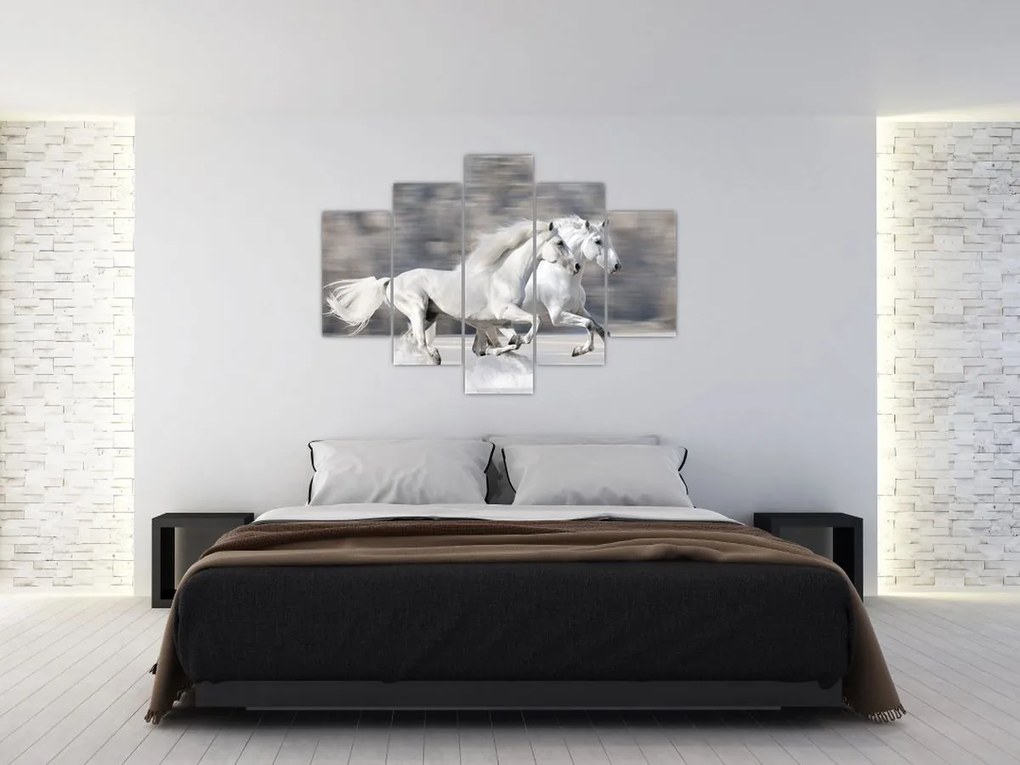 Tablou - Cai albi în timpul iernii (150x105 cm)