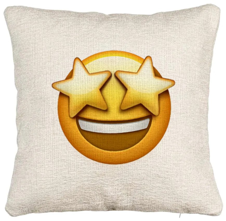 Perna Decorativa Canapea, Model Emoji WOW, 40x40 cm, Cu fermoar