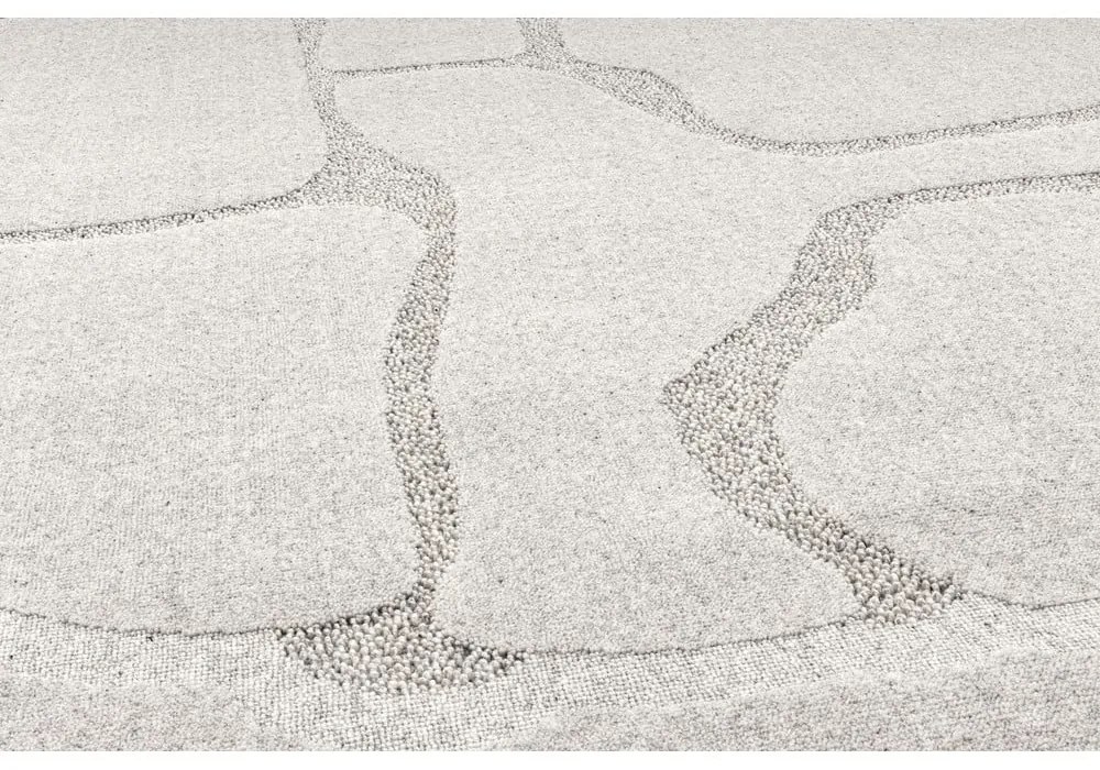 Covor gri deschis rotund din lână ø 200 cm Morphic Organica – Agnella