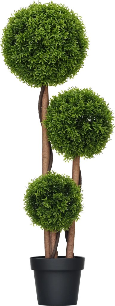 HOMCOM Plantă Artificială de Buxus cu 3 Ffere și Frunze de Bambus | Aosom Romania