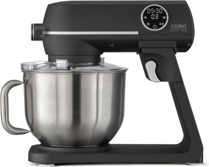 Mixer planetar Caso KM 1800 Black-E, 1800 W, 6 l, 10 viteze, Timer, Vas din inox, Comanda tactila, LED, Negru mat