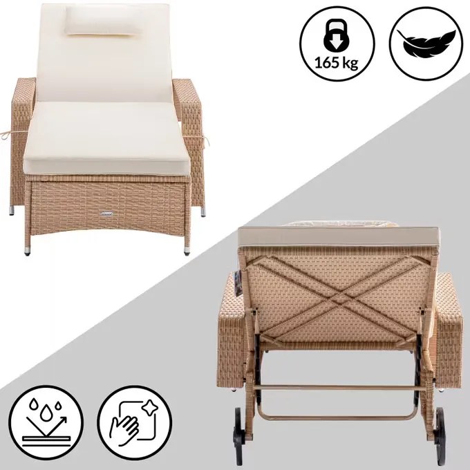 Deuba Recliner de lux cu roti, bej
