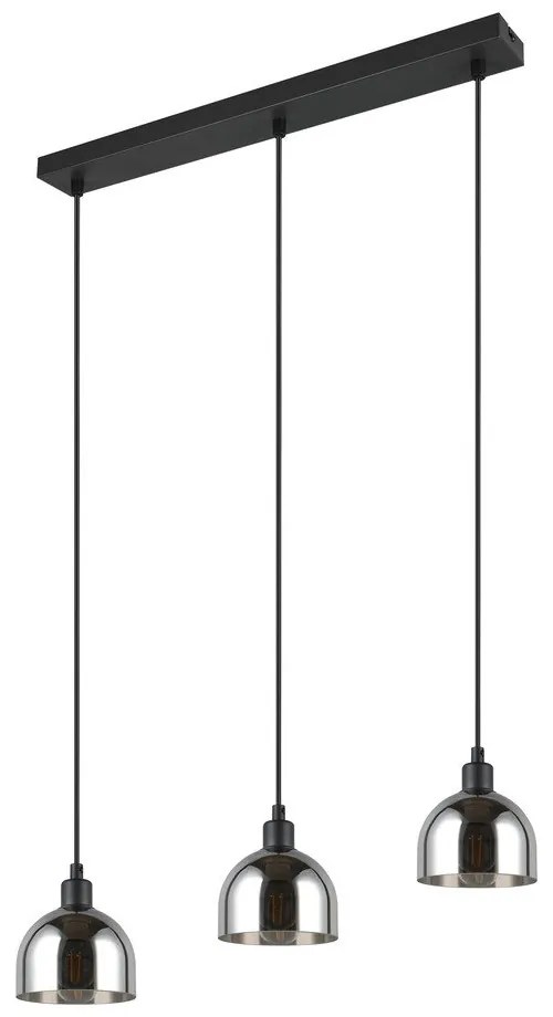 Lustră neagră/argintie cu abajur din sticlă Molly – Reality