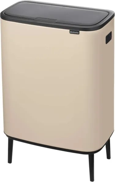 Cos de gunoi Brabantia Bo Touch Hi 1010457, 60 l, Manere laterale, Picioare reglabile, Bej