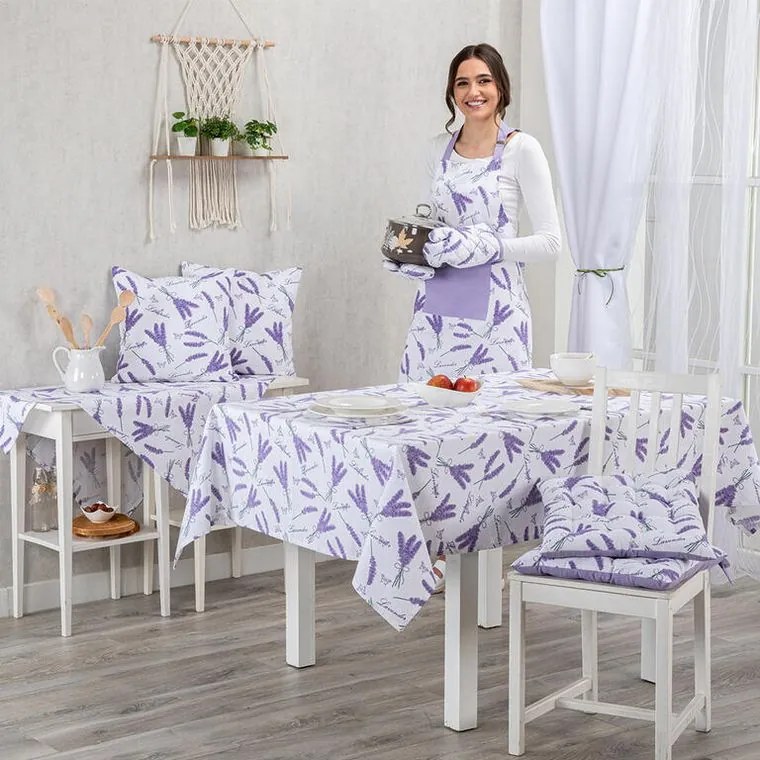 decoDoma Fată de masă centrală cu imprimeu LAVANDĂ 85 x 85 cm