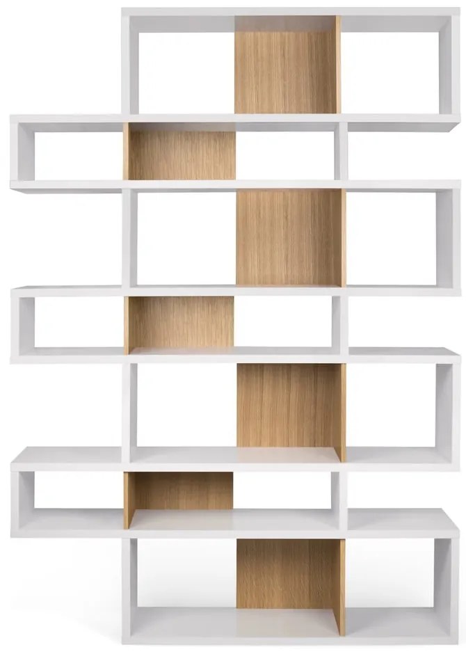 Bibliotecă cu detalii maro deschis TemaHome London, înălțime 220 cm, alb