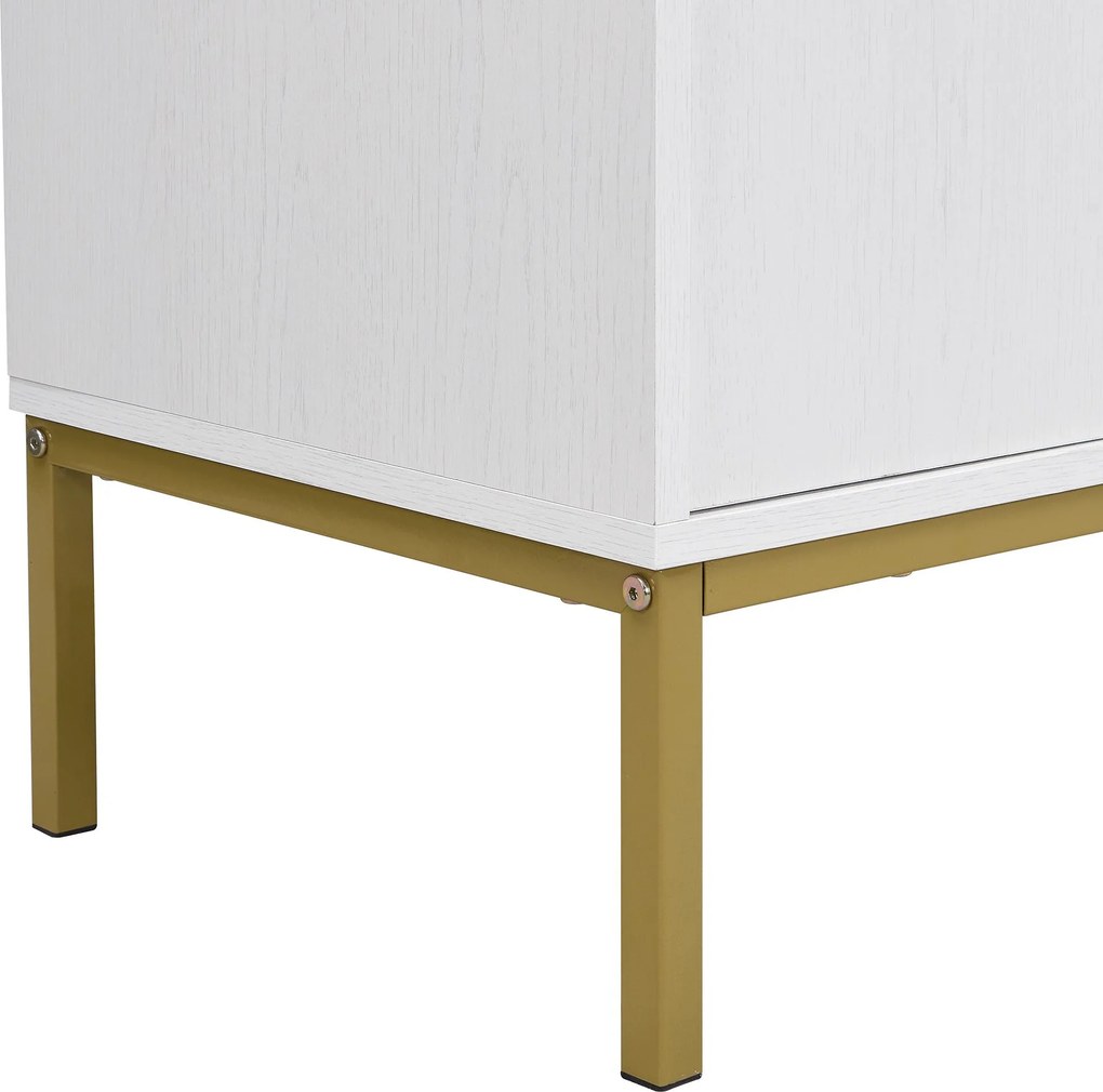 Comodă cu 4 uși, rafturi reglabile pe înălțime, pentru living, sufragerie &amp; hol, 160x40x80,5 cm, Alb