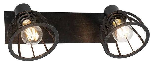 Plafoniera industriala neagra cu 2 lumini - Fotu