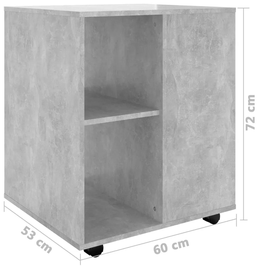 Dulap cu roti, gri beton, 60x53x72 cm, PAL 1, Gri beton, Gri beton