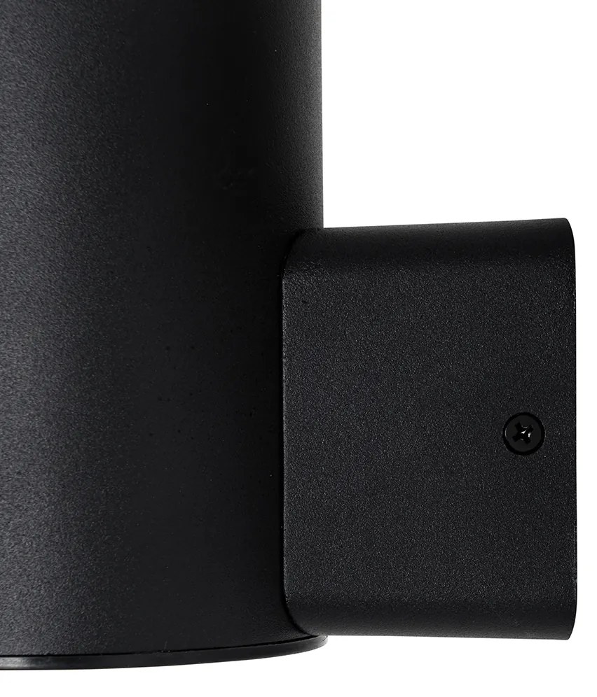 Lampă de perete exterioară neagră cu sticlă opala cu senzor de mișcare - Huma