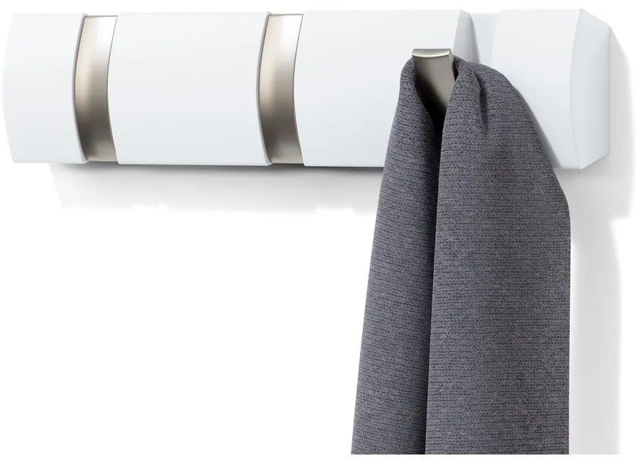 Cuier de perete alb din lemn masiv de plop Flip – Umbra