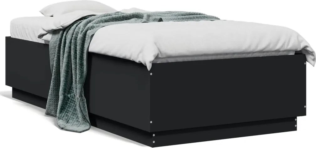vidaXL Cadru de pat, negru, 75x190 cm, lemn prelucrat