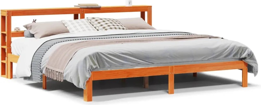 vidaXL Cadru de pat fără saltea, maro ceruit 180x200 cm lemn masiv pin