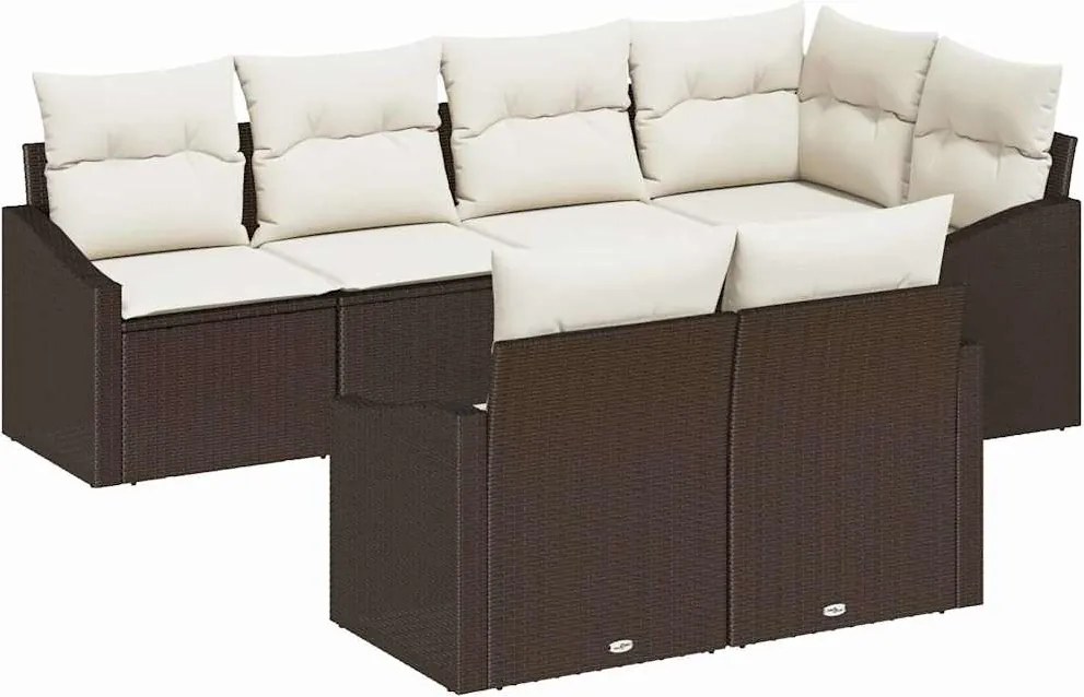 vidaXL Set de canapea cu pernă 7 pcs Maro poliratan