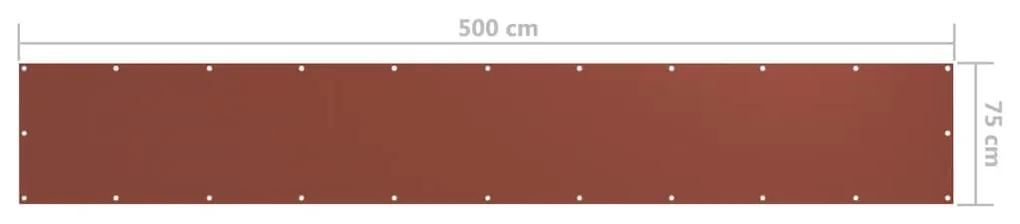 Paravan de balcon, caramiziu, 75x500 cm, tesatura oxford Terracota, 75 x 500 cm