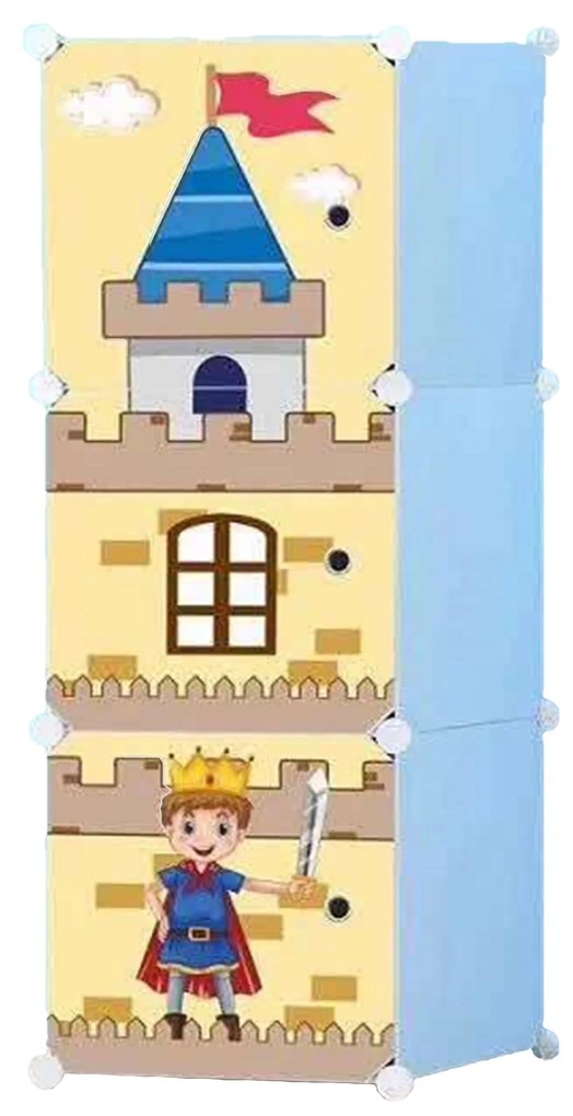 Dulap modular din plastic cu schelet metalic Castle Style, D3210, culoare Albastru