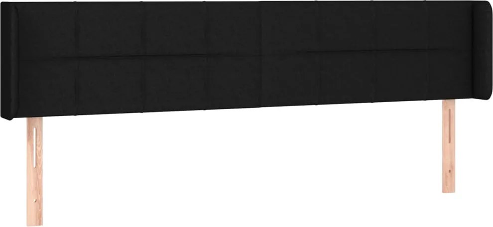 vidaXL Tăblie de pat cu aripioare negru 203x16x78/88 cm textil