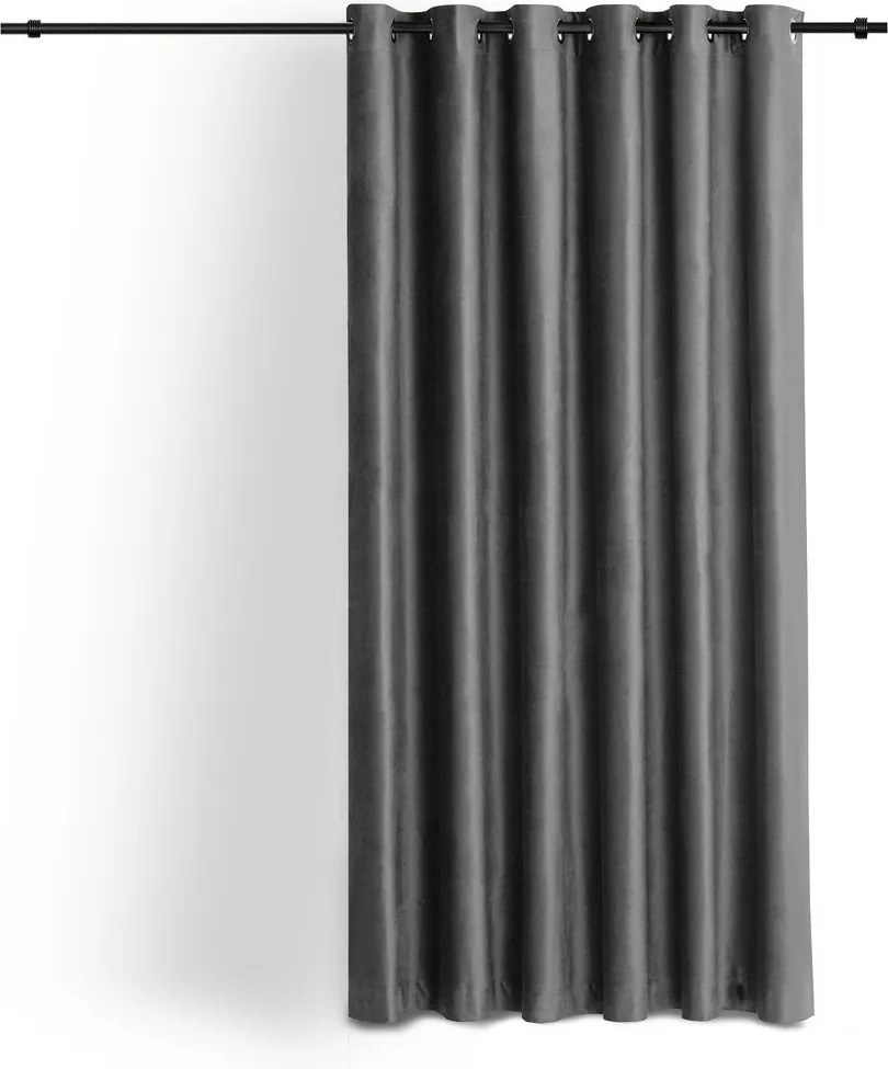 Draperie gri închis dimout (semi-opacă) din catifea 265x250 cm Velto – Filumi