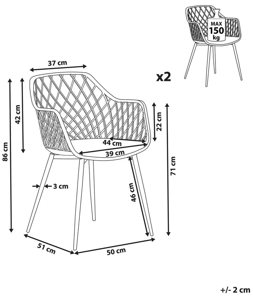 Set 2 buc scaune de sufragerie Nasza (alb). 1080359