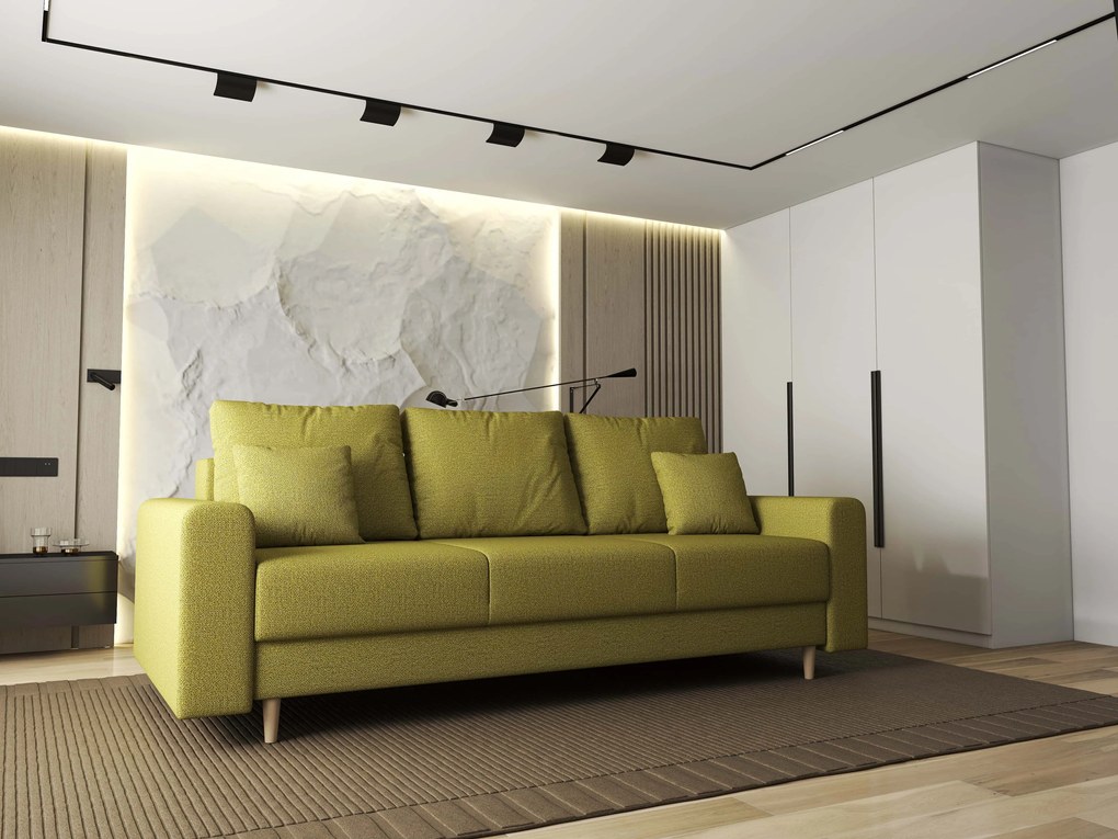 Canapea extensibilă dumonde cu ladă de depozitare si sezut confortabil din spuma high-density, Kronos Enjoy Verde 210x100 cm