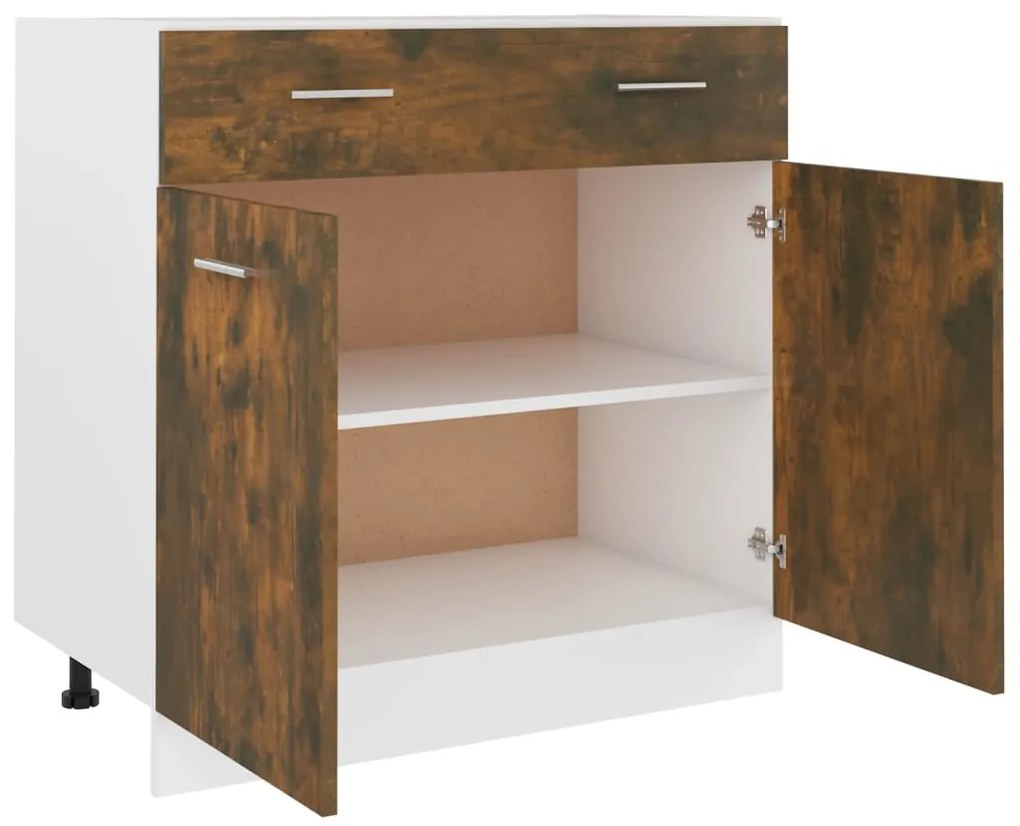 Dulap inferior de chiuveta, stejar fumuriu, 80x46x81,5 cm, lemn Stejar afumat, 1