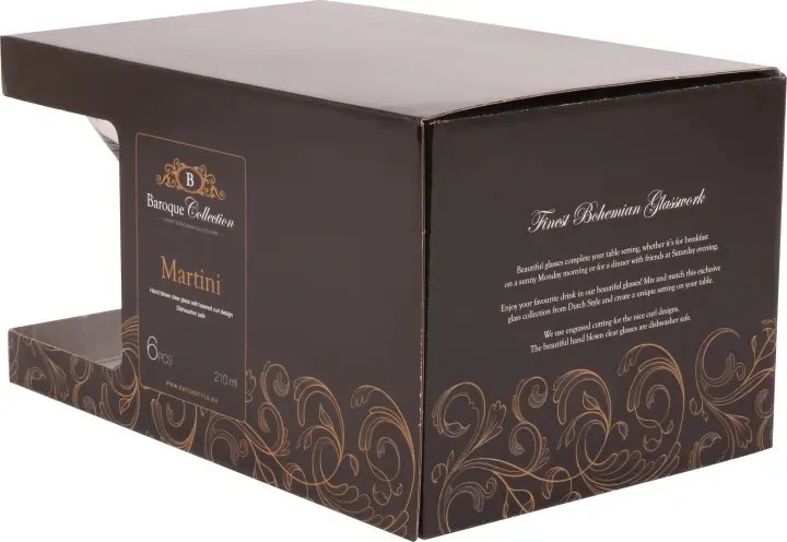 Pahar de martini din sticlă, transparent, cu model în spirală gravat, 210 ml, 18 x 11 cm, „Joséphine”